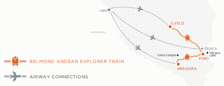 Belmond Andean Explorer: Luxury Train Peru 6 belmond-andean-explorer-route-map luxury train peru