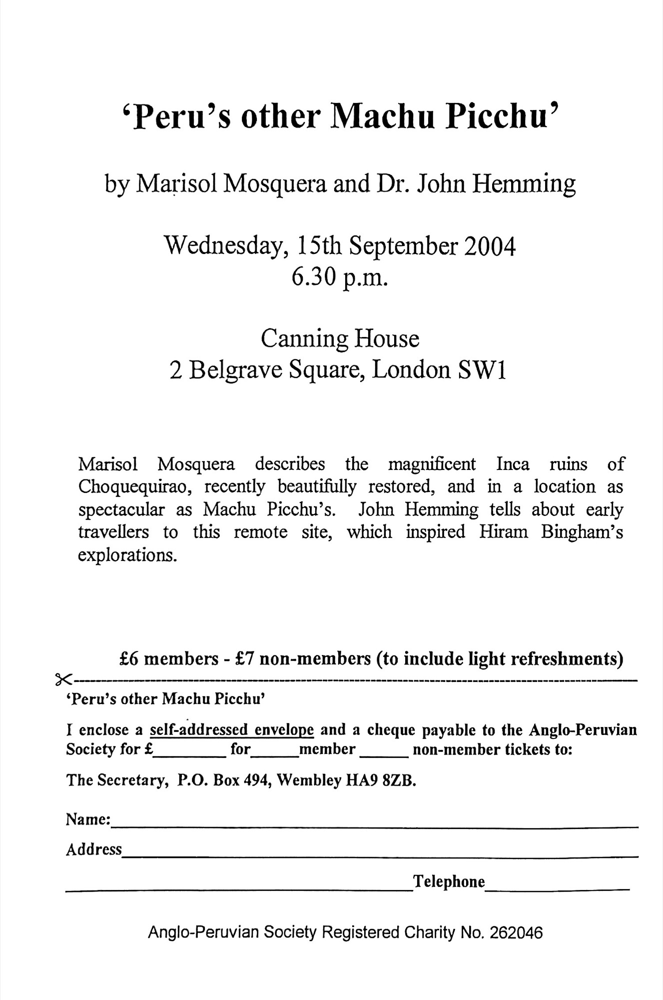 An Invitation to an early talk with John Hemming in London