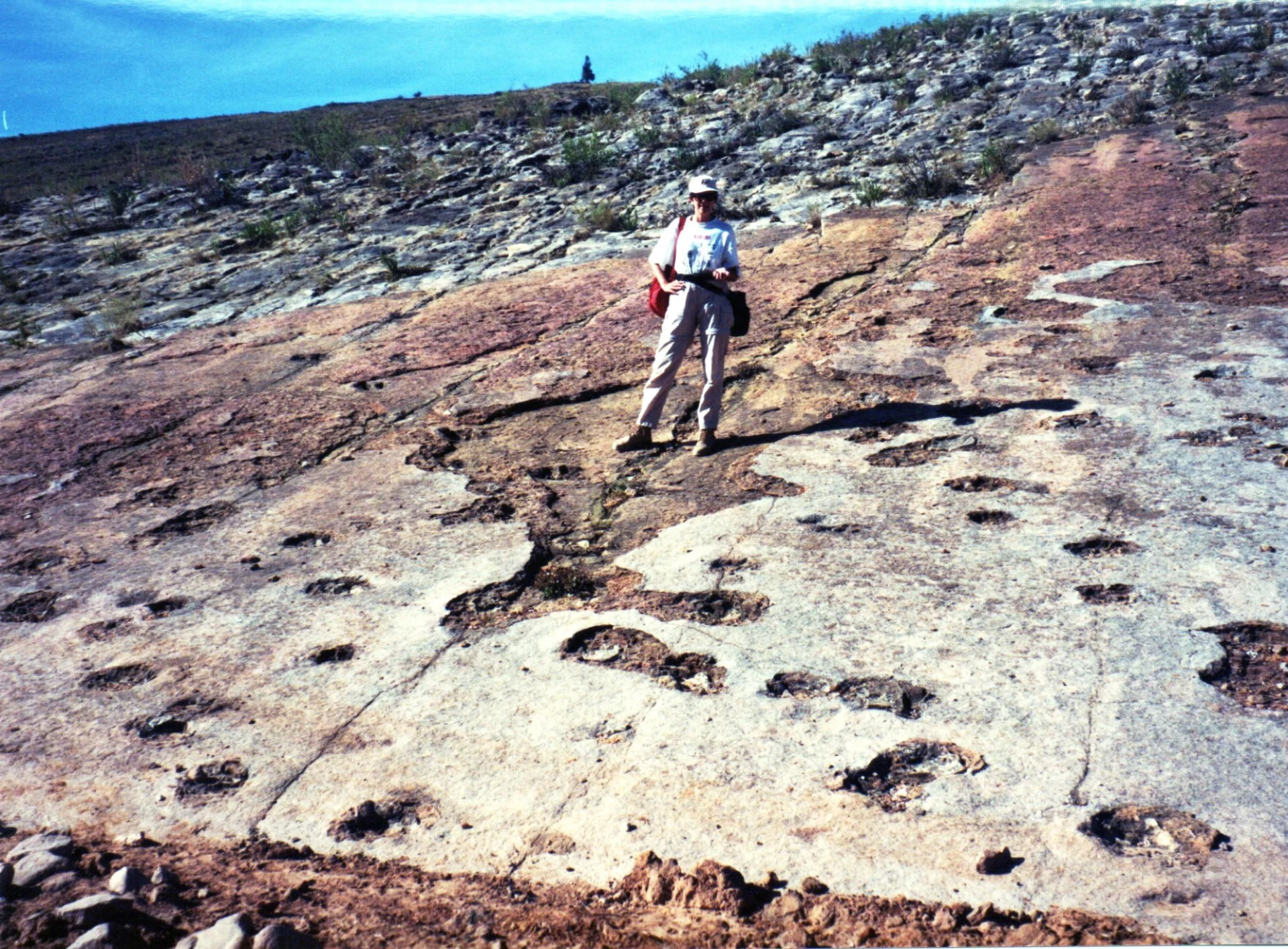 Marisol in Torotoro with dinosaur tracks